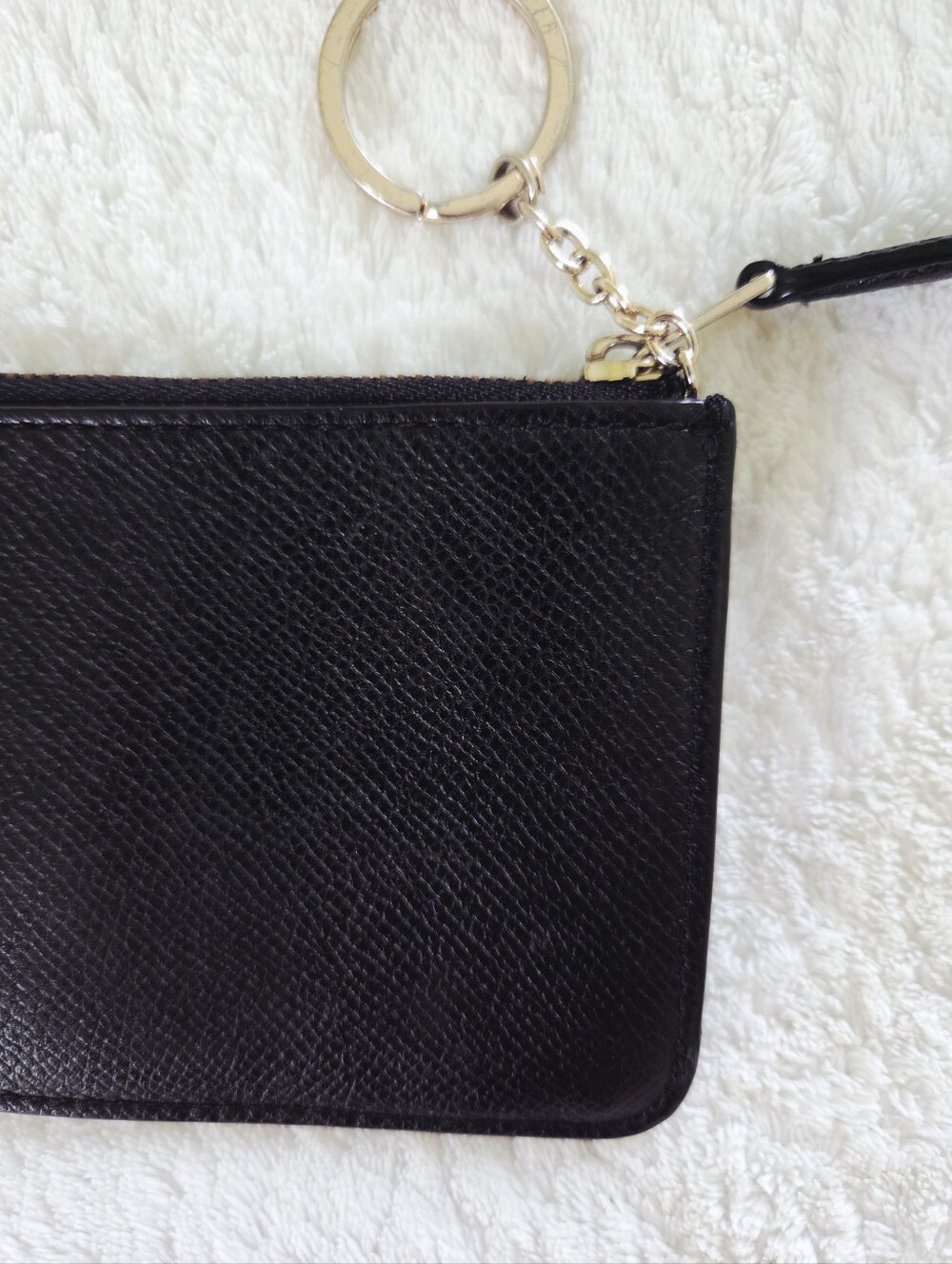 COACH ✨️ Women's Black Leather Zip Card Case with Key Ring - Picture 7 of 13